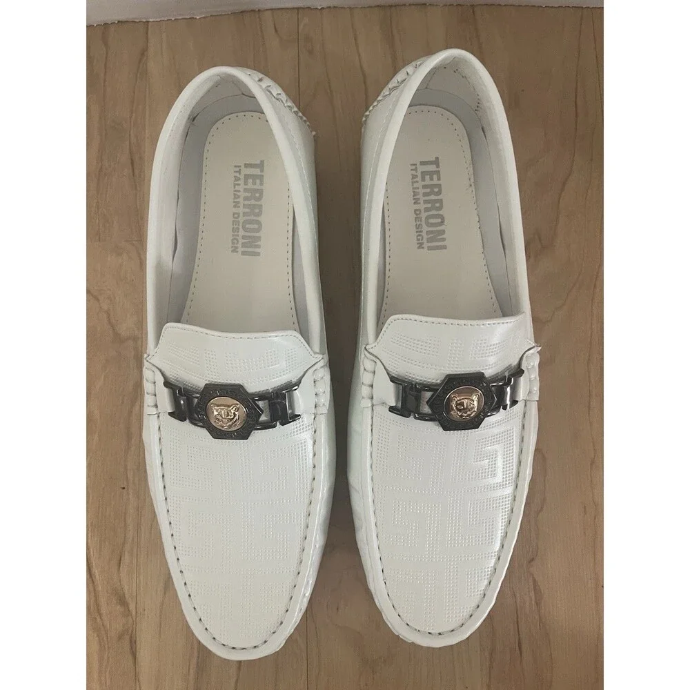 Terroni Italian Design White Mens loafers. Size 11. In Excellent Shape. No Box.
